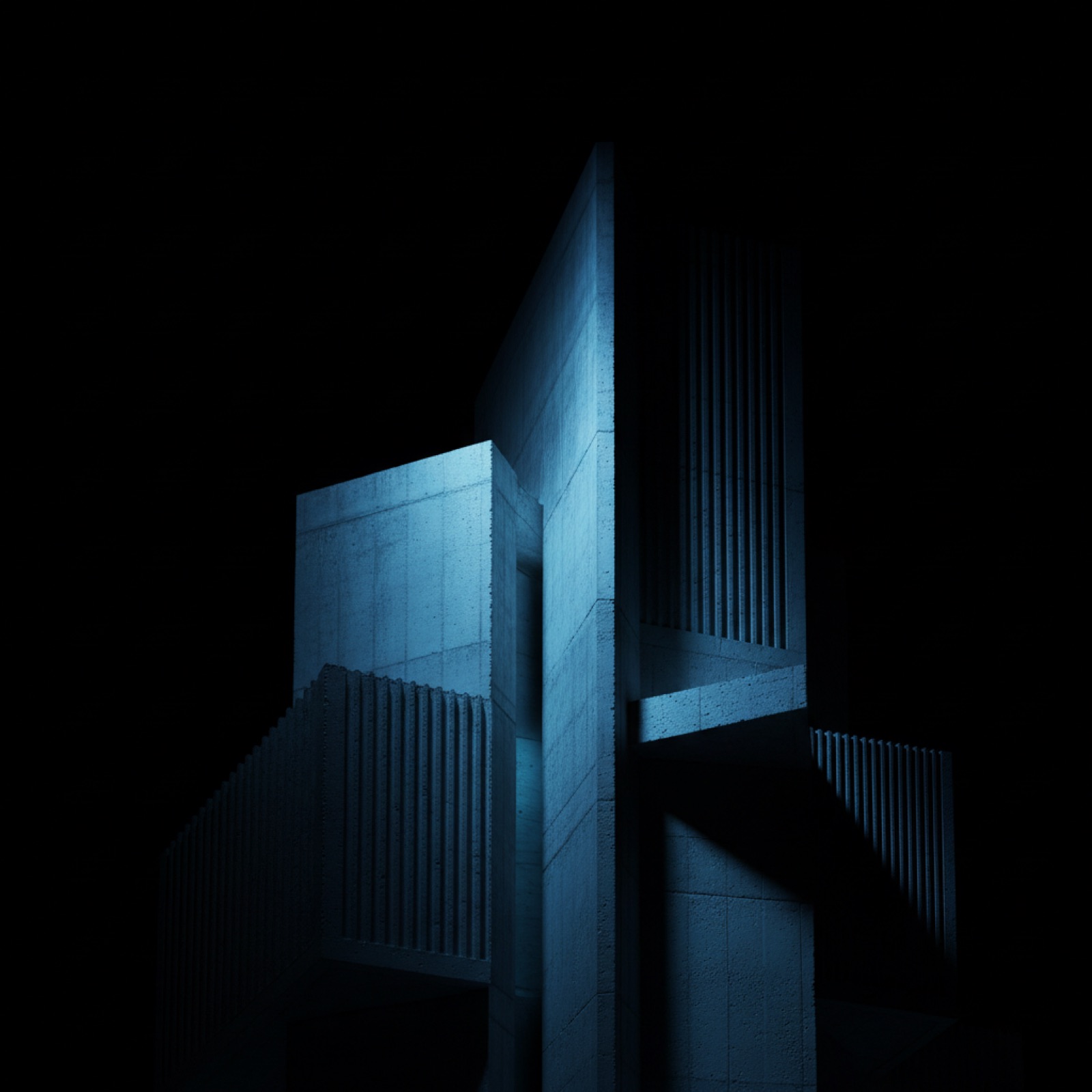 Architettura brutalista notturna